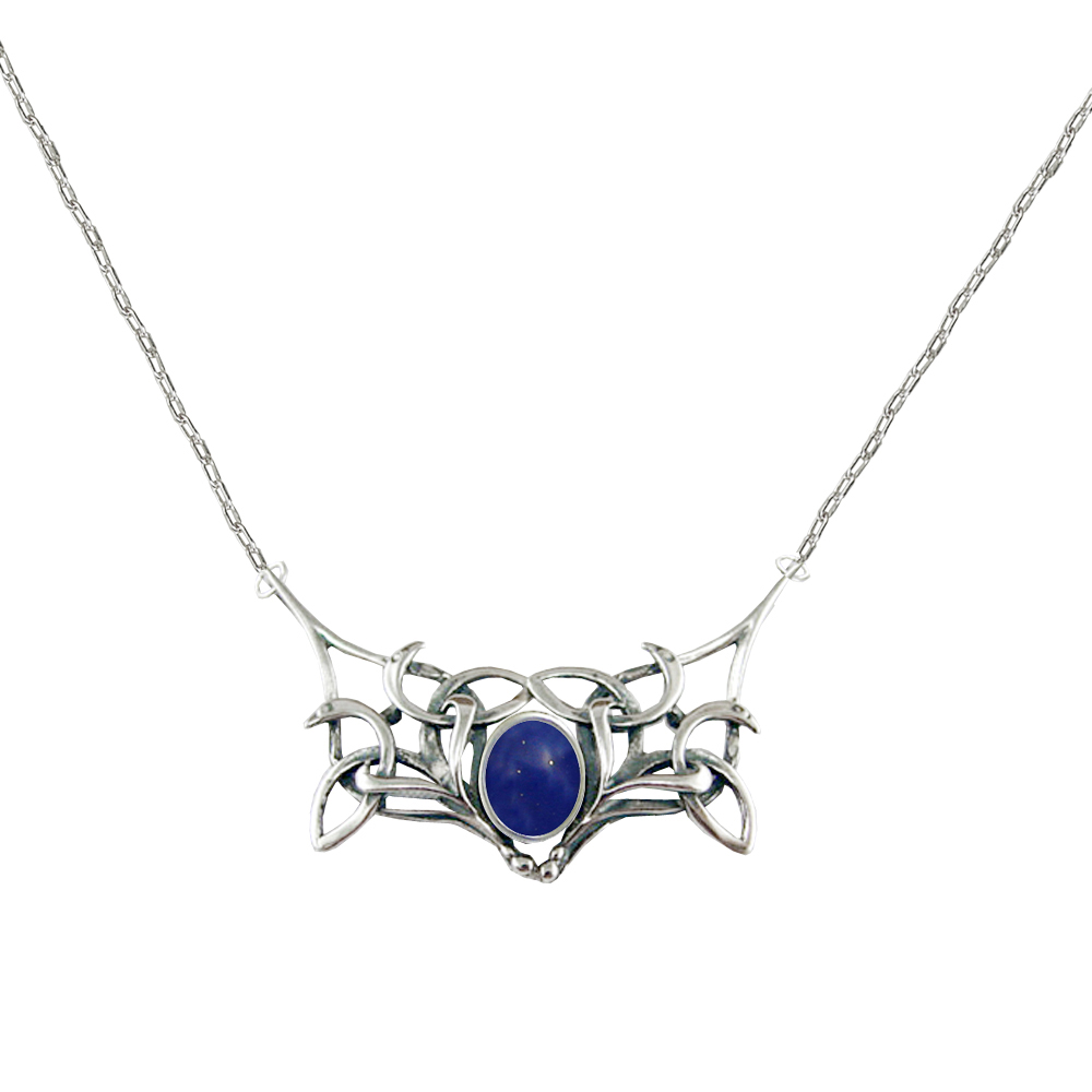 Sterling Silver Celtic Necklace from "The Book Of Kells" With Lapis Lazuli